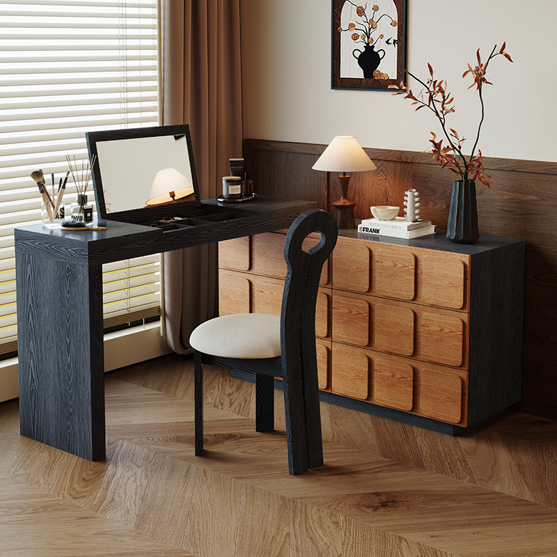 Modern Black Wood Vanity Table – Beauty Makeup Vanity Set recenzja i cena