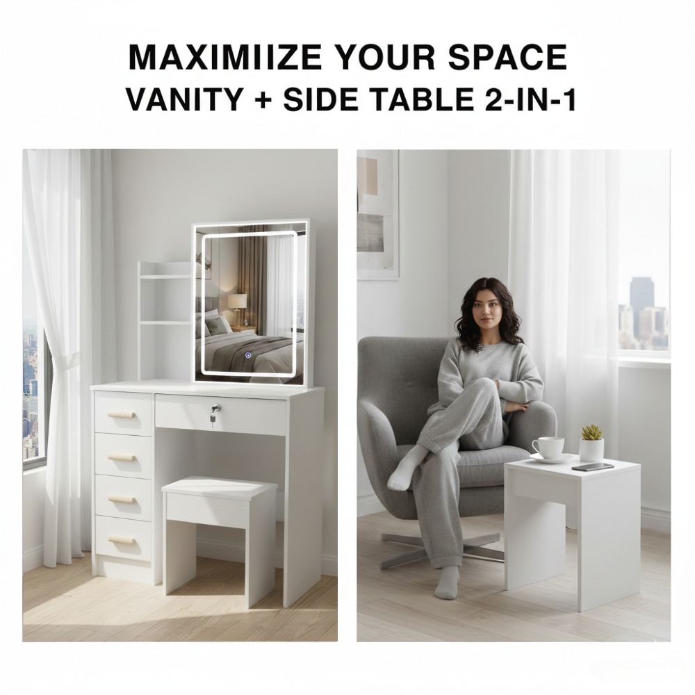 2-in-1 Vanity Desk & Stool Set – Beauty Makeup Vanity Set recenzja i cena