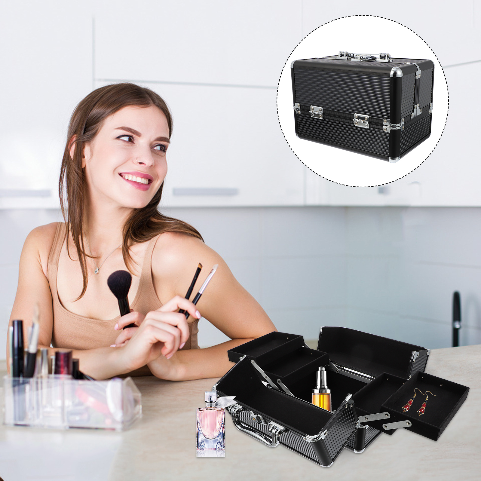 Makeup Case Handheld Storage C – Beauty Makeup Women recenzja i cena