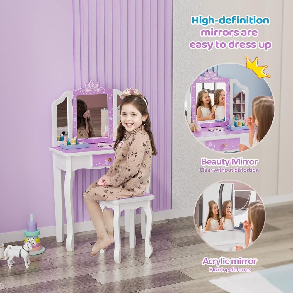 Children's Wooden Vanity Makeu – Beauty Makeup Vanity Set recenzja i cena
