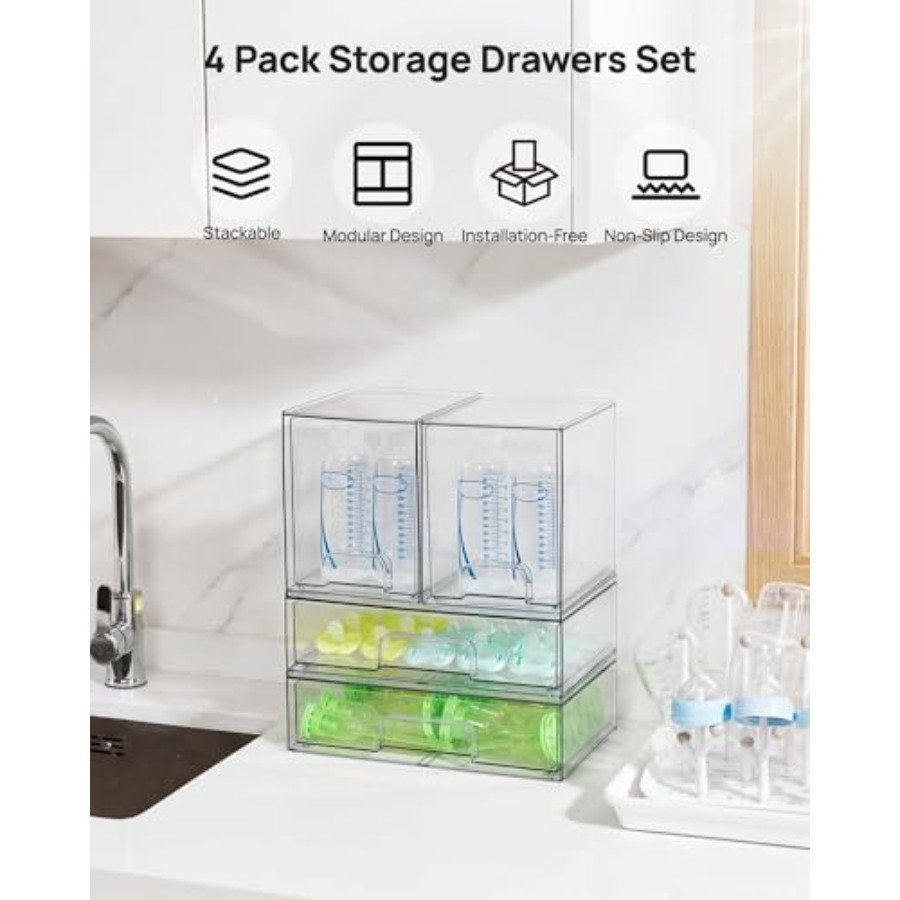 Clear Stackable Storage Drawer – Beauty Makeup Vanity Set recenzja i cena